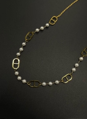 CD珍珠项链choker气质颈链2023年夏季新款潮小众高级感复古锁骨链