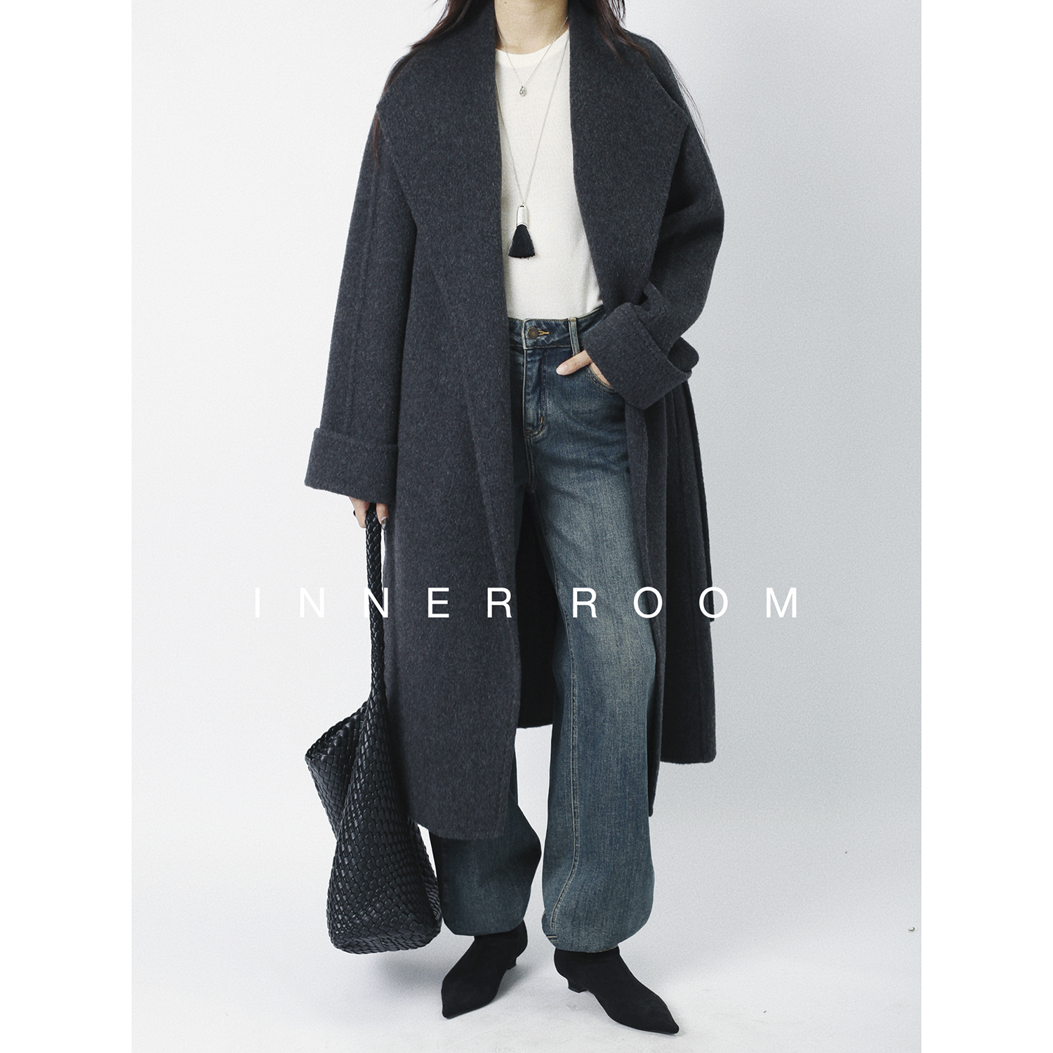 经典大翻领牦牛绒羊毛呢大衣