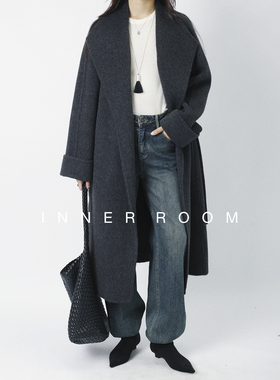 INNER ROOM奢贵经典大翻领牦牛绒羊毛呢大衣慵懒宽松双面呢外套女