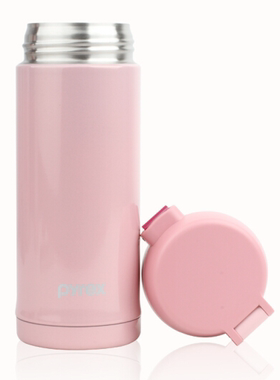 美国康宁餐具百丽Pyrex弹开男女便携式真空不锈钢茶水保温杯360ml