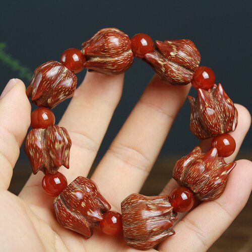 海南滴血莲花菩提籽手串DIY莲花款规格18-21男女款佛珠手链批发