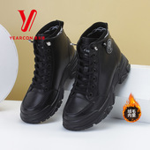 意尔康马丁靴女2026新款 短靴女子 加绒保暖休闲棉鞋 厚底运动鞋 冬季