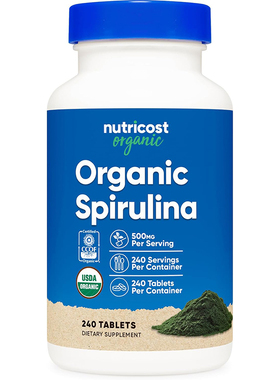 美国直邮Nutricost Organic Spirulina 有机螺旋藻500毫克240片