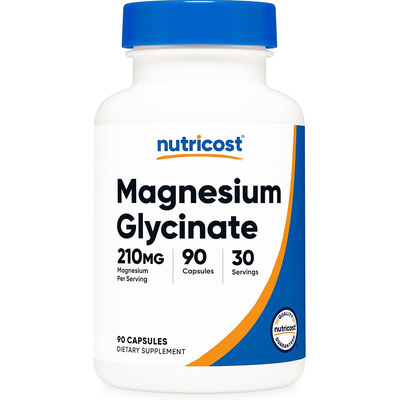 美国直邮nutricost Magnesium Glycinate甘氨酸镁胶囊70mg*90粒