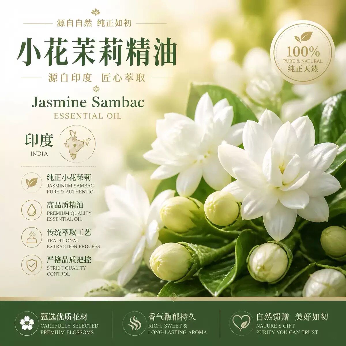 法国小花茉莉香薰舒缓压力情绪