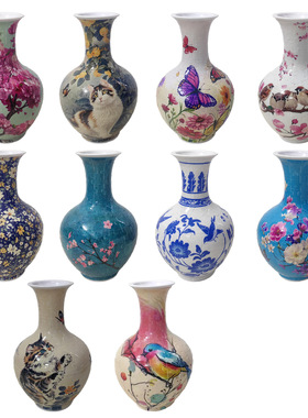 3D立体拼图花瓶积木摆件居家装饰品青花瓷花瓶客厅办公桌插花摆件