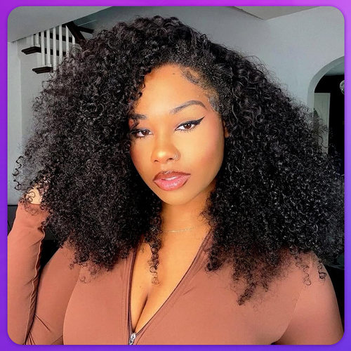 跨境Half Wig 3 in 1 Human Hair Afro Kinky Wigs欧美假发真人发