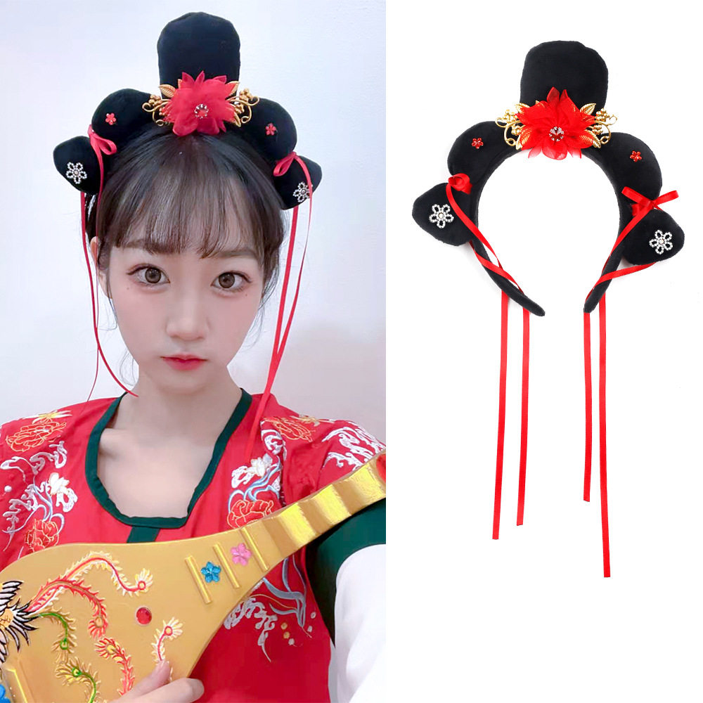 儿童假发发箍 宫廷格格头饰旗人头儿童汉服头饰头箍 汉唐婕妤头饰