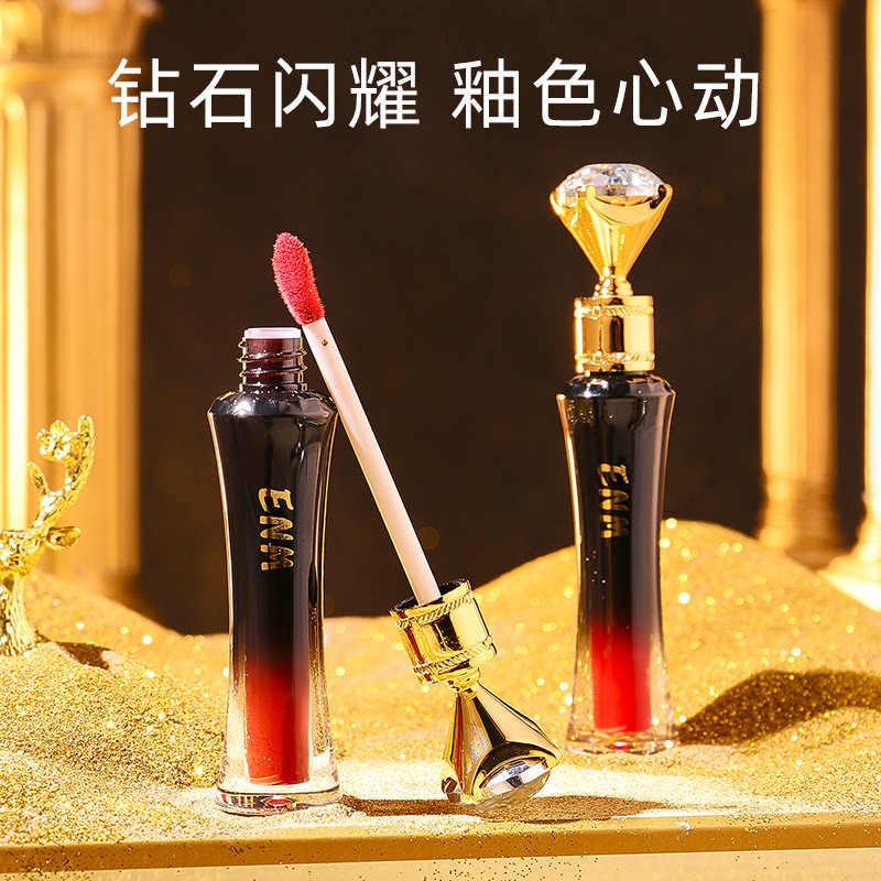 enm 完全防水不沾杯不掉色闪耀钻石唇釉雾面丝绒口红直播彩妆