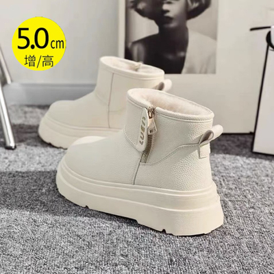 白色雪地靴女2025冬季新款加绒加厚东北防滑短靴厚底增高面包棉鞋