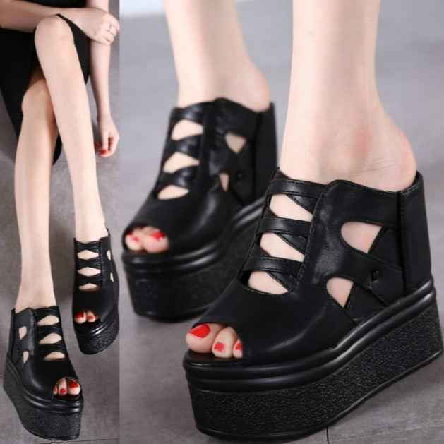 一字拖台鱼内增高厚底高跟凉鞋