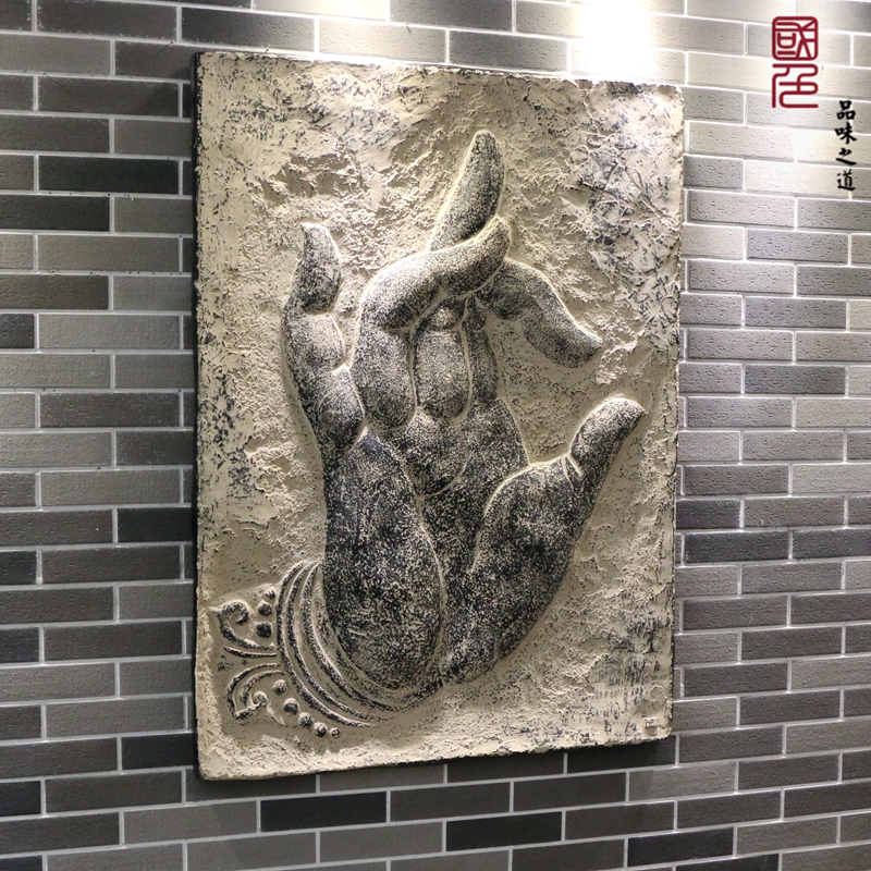 中式仿古禅意树脂一念清净佛手壁饰挂件立体浮雕背景墙佛堂瑜伽馆