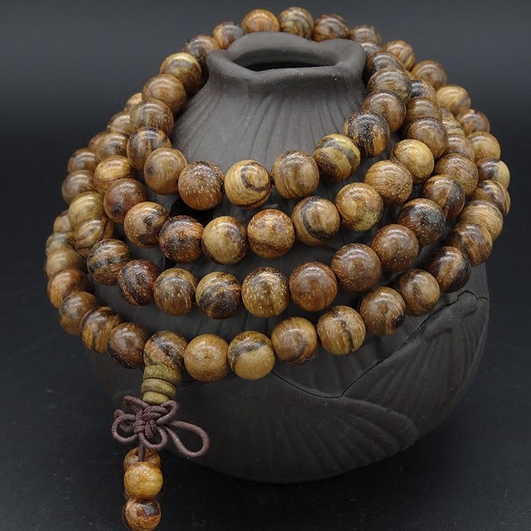 越南花奇楠木108颗8mm佛珠手链项链沉香木饰品念珠文玩男女款送礼