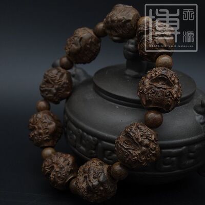 沉香木皮黑檀木沉香木雕刻貔貅珠手串送礼文玩檀香手链108男女