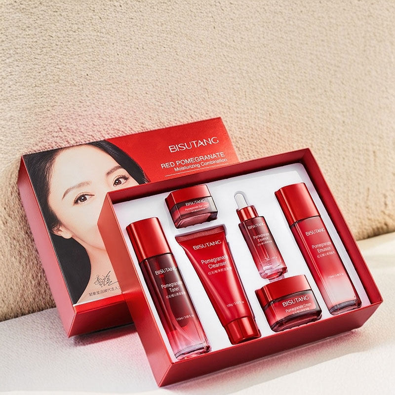 护肤品红石榴礼盒 洗面奶水乳霜眼部精华液6件套淡纹紧致补水保湿