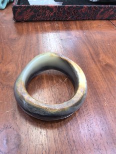 新疆和田籽料青花玉随型手镯55口