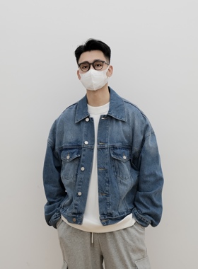 何青菜 MCYY秋冬上新水洗牛仔短款宽松阔版夹克韩版潮流街头外套