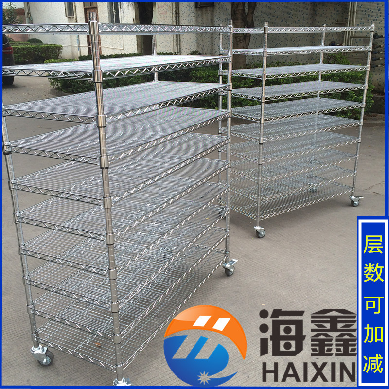 货架多层置物架不锈钢展示可带轮