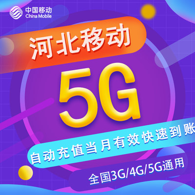 河北移动月包5G 全国流量 3/4/5G通用 当月有效 不可提速