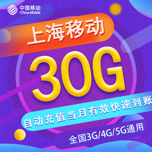5G通用 上海移动月包30G 当月有效 全国流量 不可提速