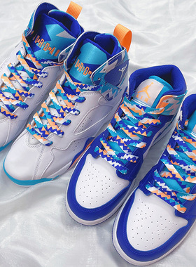 AJ1AJ7af1鞋带白蓝几何
