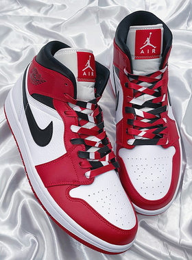 AF1AJ1mid鞋带烟灰白红芝加哥