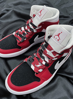 AF1AJ1mid鞋带黑白红小芝加哥