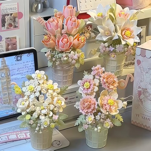 冰淇淋甜筒花束积木女生创意摆件礼品手工diy生日礼物毕业季女生