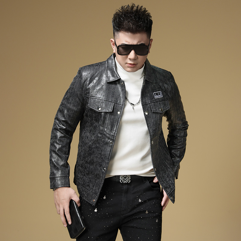 欧货美式复古春秋季男士印花夹克