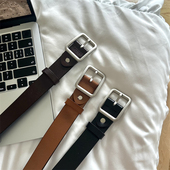 百搭牛仔裤 3种宽度选 简约银扣腰带真皮男女通用款 带皮带宽2.8