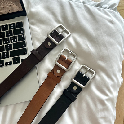 ins高级风腰带学生男女二层牛皮