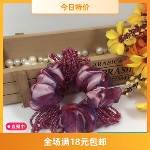 南韩版日韩国头绳发绳发圈皮筋布艺绢纱雪纺头饰发饰水晶串珠时尚