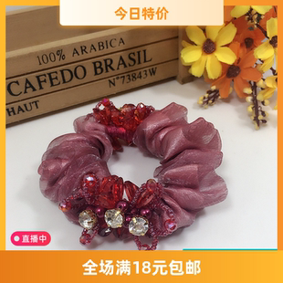 南韩版日韩国头绳发绳发圈皮筋布艺绢纱雪纺头饰优雅发饰新款水晶