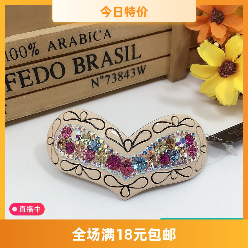 南韩国韩版新款亚克力发夹水晶水钻弹簧夹一字夹顶夹头饰发饰桃心