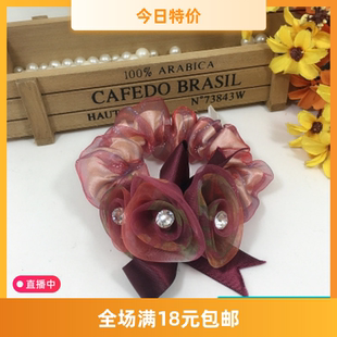 南韩版日韩国头绳发绳发圈皮筋布艺绢纱雪纺头饰优雅花朵发饰气质