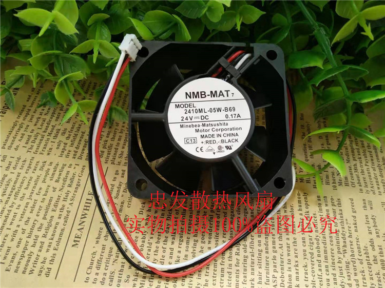原装NMB 2410ML-05W-B69 6025 24V 0.17A 三线报警变频器直流风扇