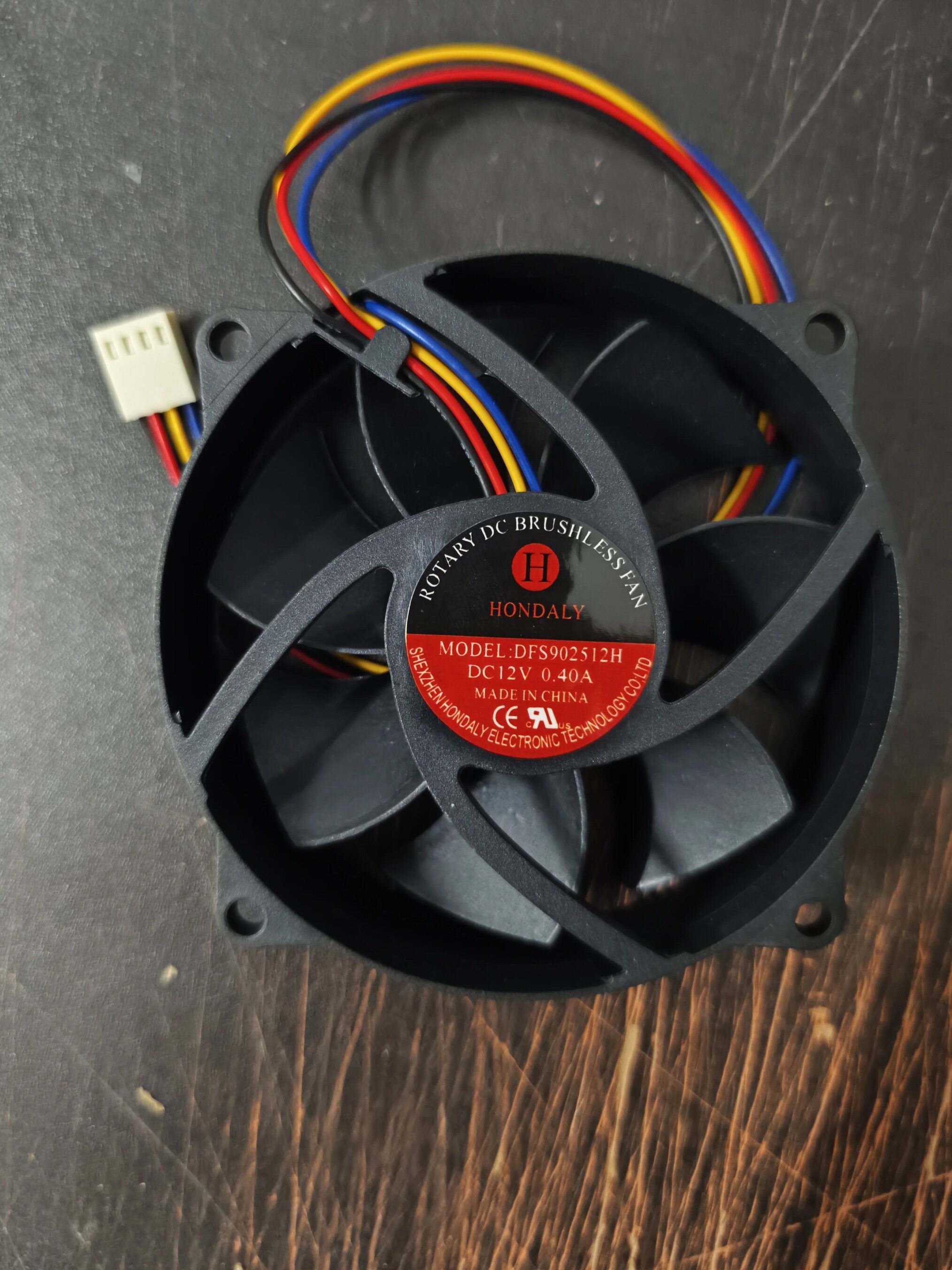 HONDALY DFS902512H 12V 0.40A 4线大风高转速散热风扇全圆形9025