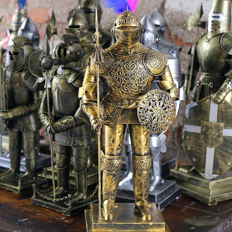 金属欧式中世纪盔甲骑士客厅家居办公室酒柜装饰品工艺品奢华高档