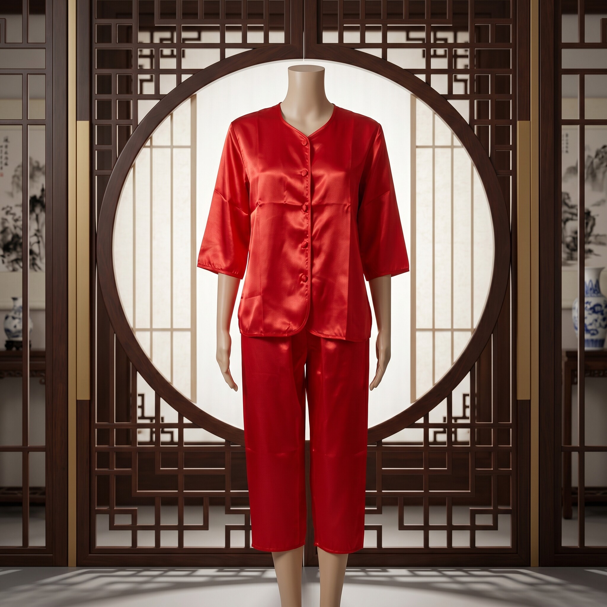 香港喜庆新娘龙凤褂秀禾服打底上头睡衣无口袋结婚传统红色衣套装