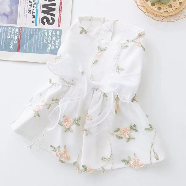 宠物可牵引碎花公主风裙子夏季泰迪比熊小型幼犬狗狗夏天衣服薄款