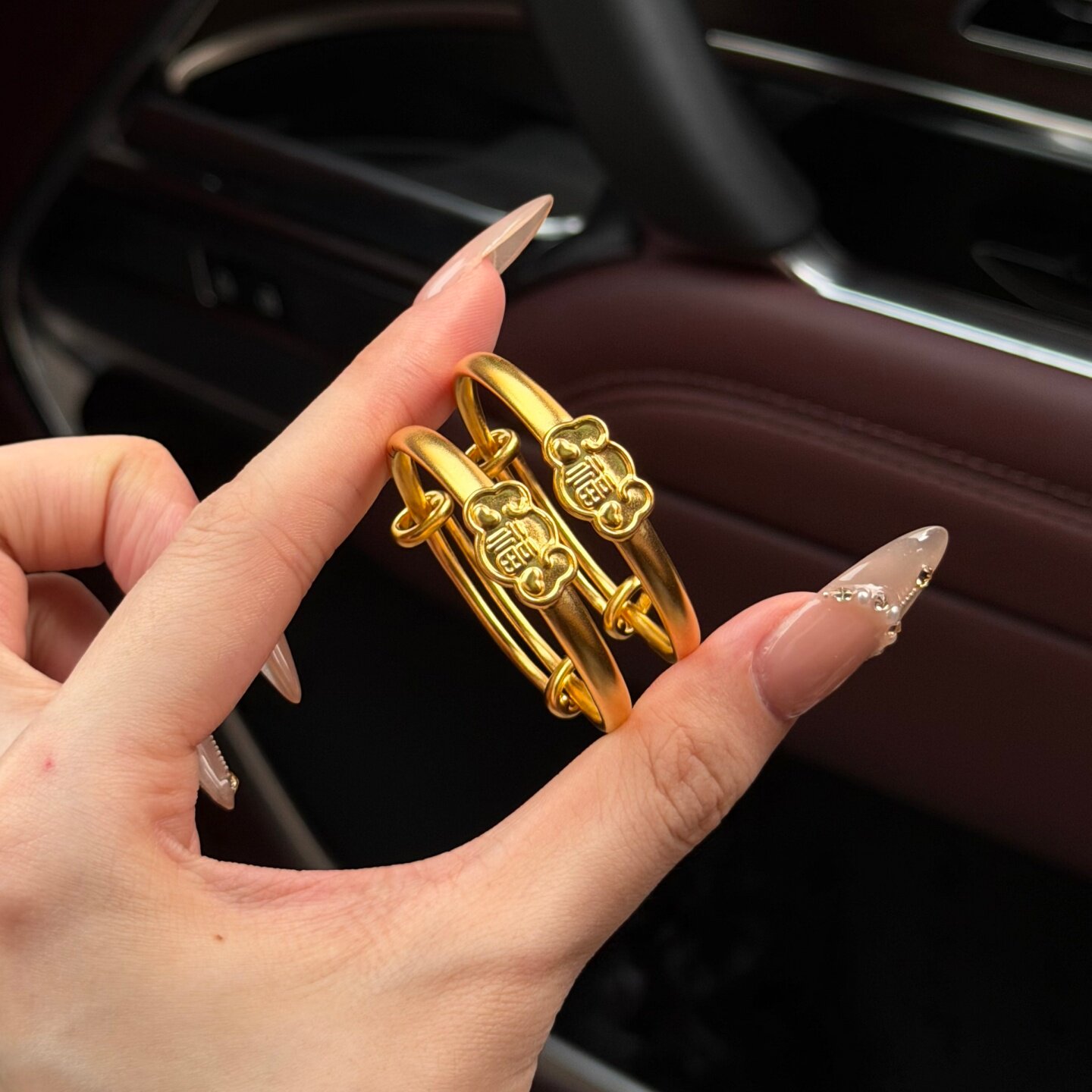 黄金祥云福字宝宝手镯 999足金素金满月礼出生礼物结订婚周岁小孩