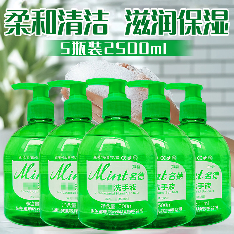 5瓶名德芦荟洗手液按压瓶清洁自然易冲洗不伤手家用500ml,洗护清洁剂/卫生巾/纸/香薰,洗手液,淘宝优惠券,粉丝福利购,淘宝优惠卷