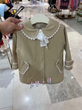 绝美高货韩国童装 24春新款女童宫廷风蕾丝飘带中长风衣 法式外套
