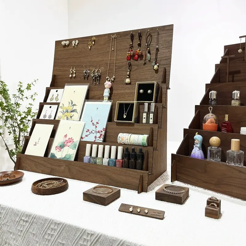 实木阶梯形展示架多层直播展示台