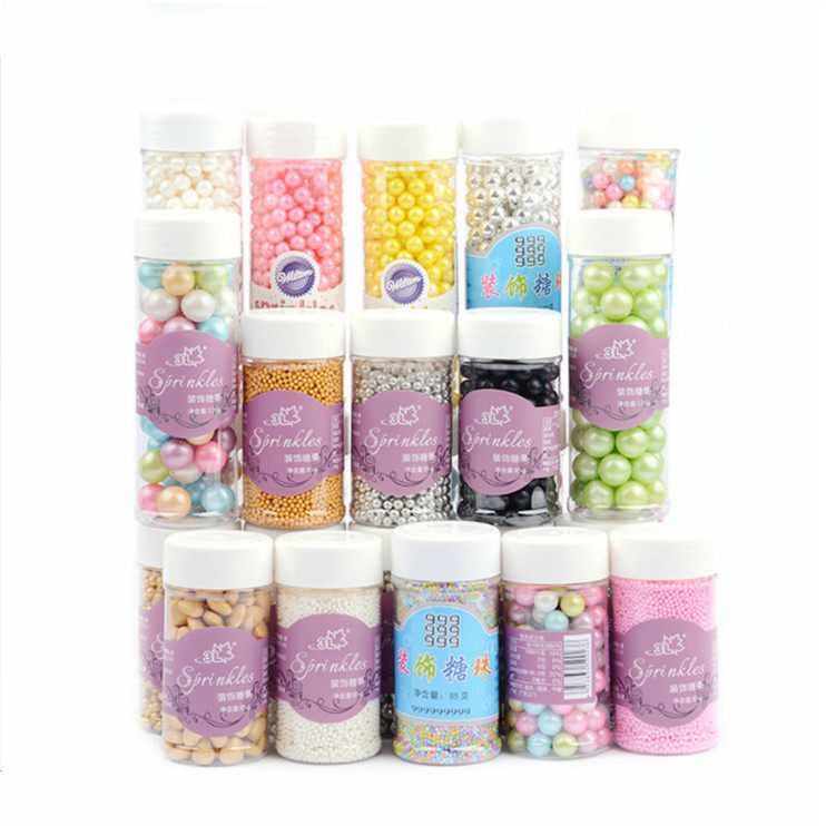 彩色小圆珠可食用糖珠 珍珠糖蛋糕装饰 蛋糕装饰甜品台包邮