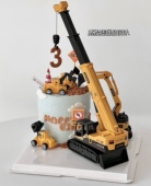 吊车蛋糕装 饰品摆件挖掘机推土机工程车儿童男孩小孩生日甜品台