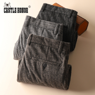 子男高端2024年男士 直筒休闲裤 秋冬季 加厚款 新款 意大利进口毛呢裤