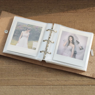 真皮拍立得sq相册头层牛皮 方形相纸收纳册square活页sq1/6/40