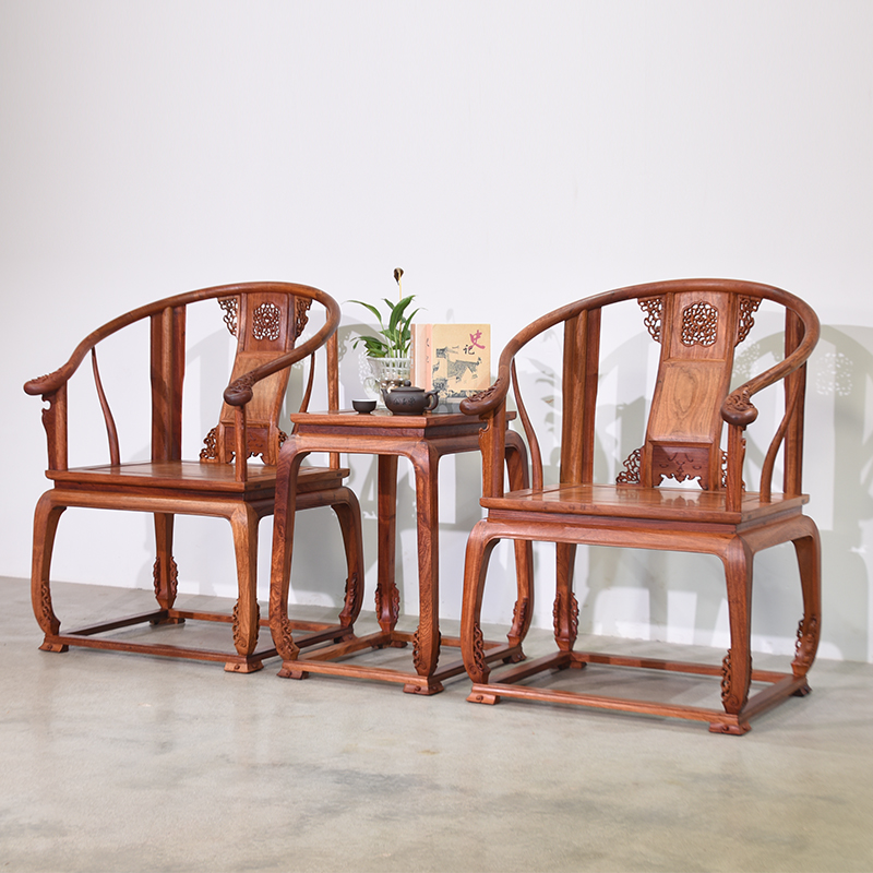 花梨木皇宫椅红木脚一根料花一体