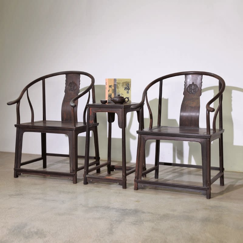 红木明式圈椅王世襄款实木老挝大红酸枝木扶手靠背太师椅交趾黄檀